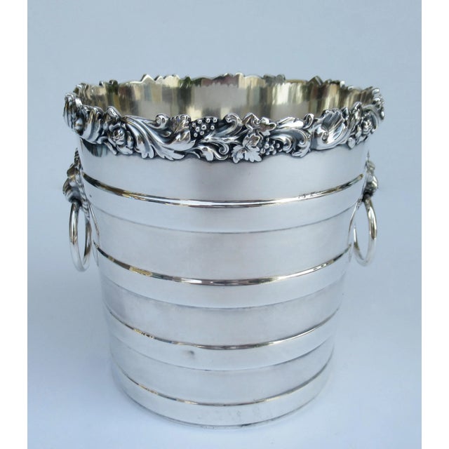 Vintage: C.1910-1940's, Birmingham, England is this English Barker-Ellis (Ellis-Barker) silver plate ribbed ice bucket...