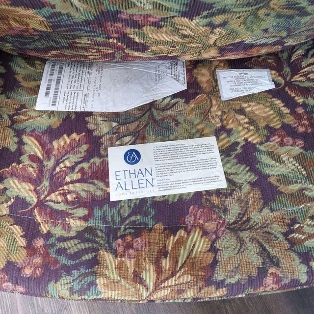 1990s 1990s Ethan Allen Cane Wingback Accent Chair – Floral Tapestry For Sale - Image 5 of 5