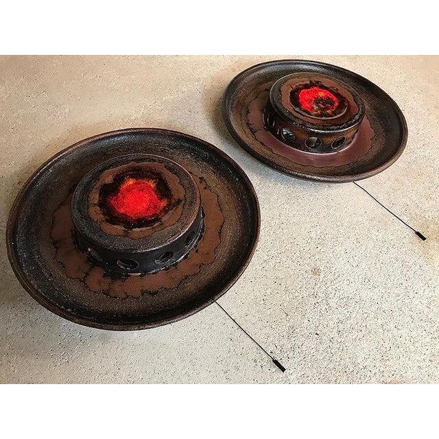 Brown Large Scandinavian Ceramic Wall Lights, 1960s, Set of 2 For Sale - Image 8 of 18