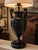 Late 20th Century Neoclassical Black Urn Table Lamps With Figural Relief - a Pair For Sale In Los Angeles - Image 6 of 6