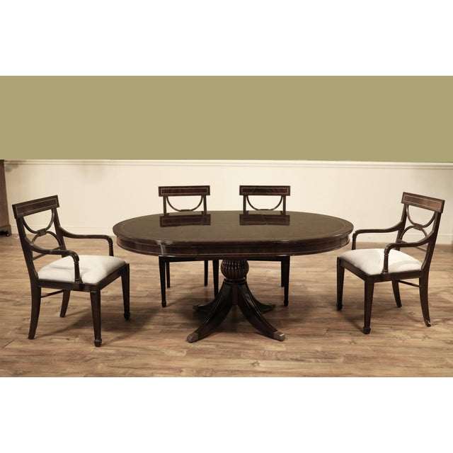 Round to Oval Dining Table in Dark Walnut Finish, With Self-Storing Leaf. An Ap Exclusive by AntiquePurveyor For Sale - Image 11 of 15