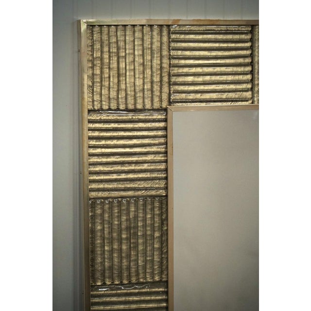 Mid-Century Italian Murano Gold Art Glass and Brass Console Wall Mirror For Sale - Image 6 of 10