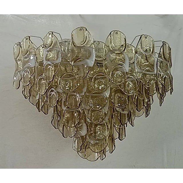 Mid-Century Amber and White Murano Glass Chandelier, 2000s For Sale - Image 7 of 10