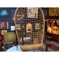 1970's Wicker and Rattan Hanging Basket Chair. Can be hung in multiple locations at any height desired! Overall in nice...