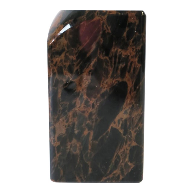 Postmodern Black Marble Desk Pen Pencil Holder, 1990s For Sale