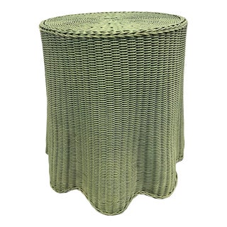 Trompe L’Oeil Wicker Ghost Table in Green For Sale