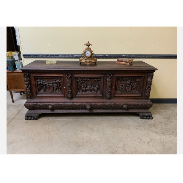 Wood Neo-Renaissance Credenza, 1930 For Sale - Image 7 of 11