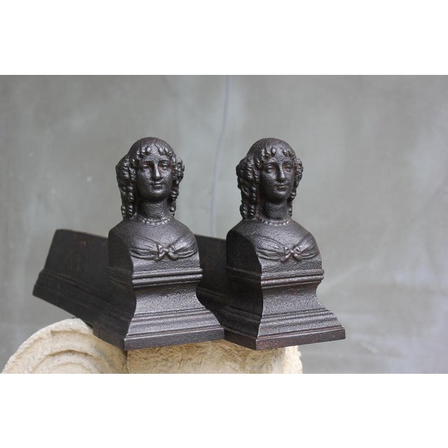 Vintage Cast Iron Fireplace Andirons, Set of 2 For Sale - Image 3 of 9