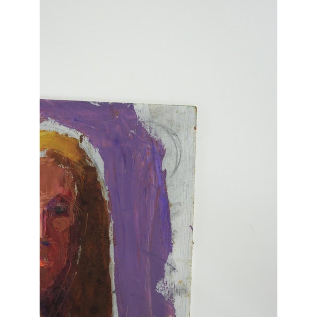 Mid 20th Century Impressionist Portrait of Young Woman in Pink Painting For Sale - Image 4 of 7