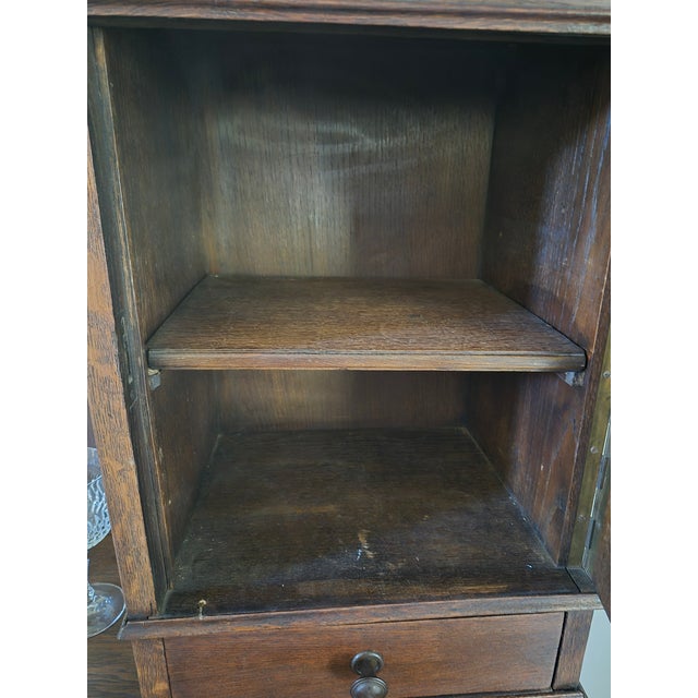 Brown Late 19th-Century Victorian Hand-Carved Oak Buffet With a Beveled Mirror For Sale - Image 8 of 15