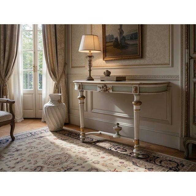 Wood Louis XVI Console Table in Polychrome For Sale - Image 7 of 12