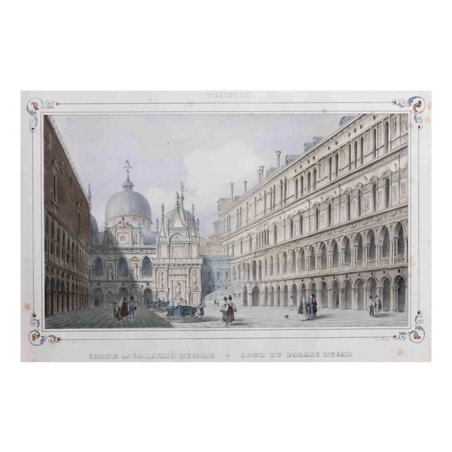 Giuseppe Kier, Doge's Palace in Venice, Lithograph, 19th Century For Sale