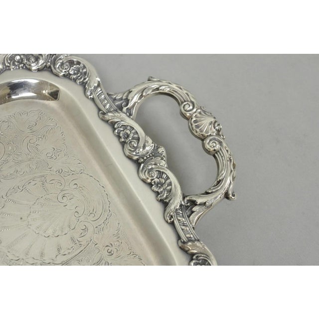 Metal Vintage Old English Poole Silver Plated Footed Narrow Serving Platter Bar Tray For Sale - Image 7 of 17