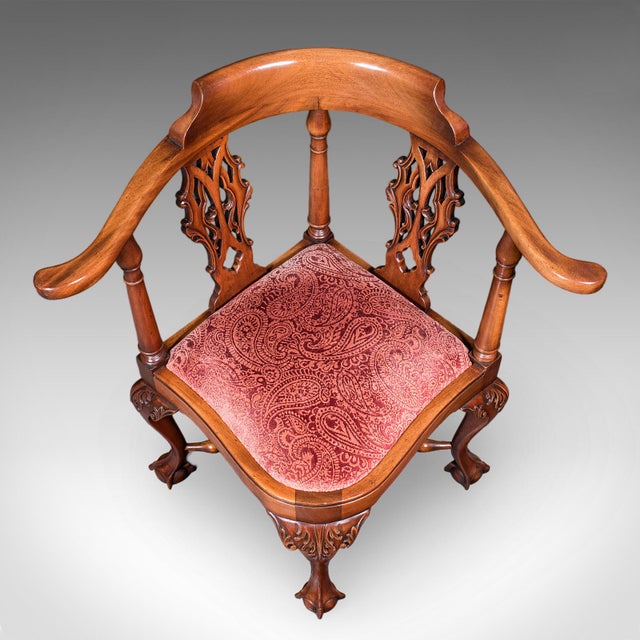 Antique Corner Armchair, English, Dressing Seat, Georgian Revival, Edwardian For Sale - Image 6 of 12