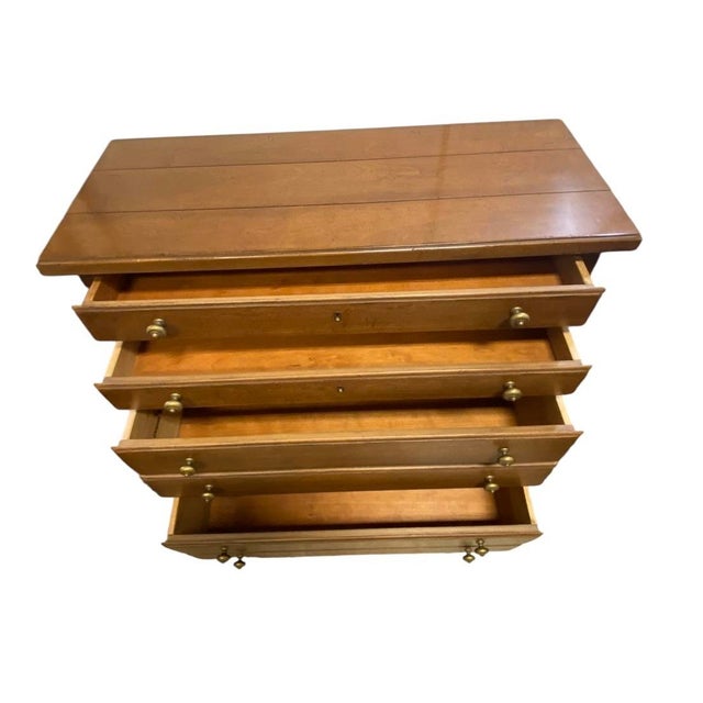Drexel Heritage Mid 20th Century Cherry Four Drawer Chest Brass Accents For Sale - Image 11 of 12