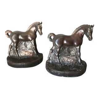 Antique Bronze Horse Bookends - a Pair For Sale