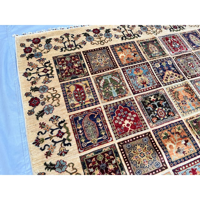 Hand-Knotted Afghan Bakhtiari Panel Garden Wool Area Rug - 8'1" X 11'5" For Sale - Image 11 of 16