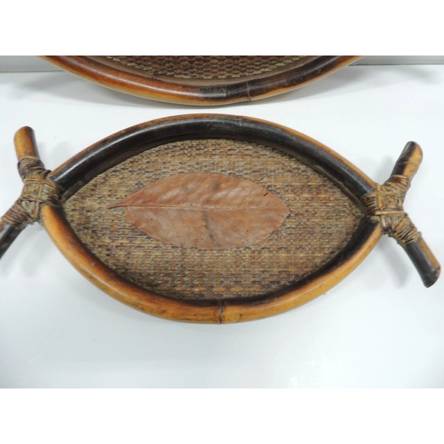 Bamboo and Rattan Oval Nesting Trays - Set of 2 Size: 12"D x 25"W + 9"D x 17"W