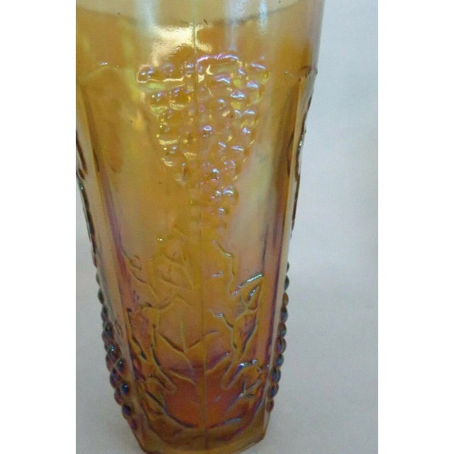 Indiana Harvest Grape Style Amber Carnival Glass Set of 8 Tumbler Cups For Sale - Image 9 of 13