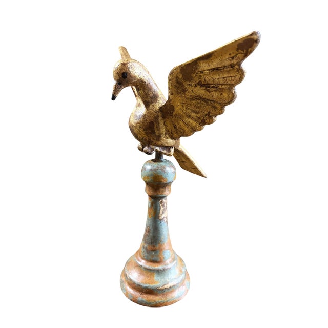 Wood European Carved Wood Bird Sculpture on Finial 10.25" H For Sale - Image 7 of 7