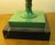 Petite size Art Deco Classic French green metal tole lamp pair with handsome black marble bases and brass ormolu...