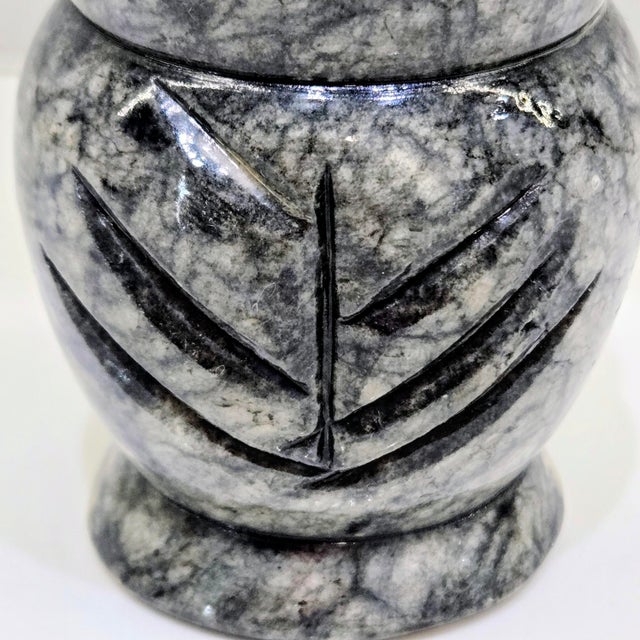 Stone Mid-Century Volterra Alabaster Owl Figurine With Glass Eyes, Italian Hand-Carved Sculpture For Sale - Image 7 of 9