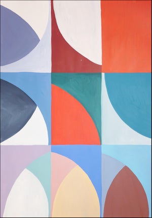 2026, Abstract Geometric Tiles, Bauhaus Landscape, Representation of Nine Skies, Acrylic Paint on Watercolor Paper by Natalia Roman