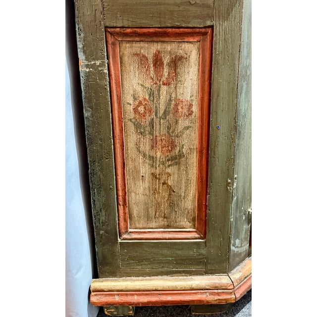 Late 18th Century Swedish Blue-Green Painted Folk Art Corner Cabinet For Sale - Image 9 of 18