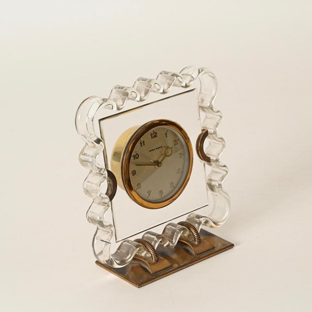 Art Deco Brass Table Clock from Ernst, Switzerland, 1930s-1940s For Sale - Image 9 of 13