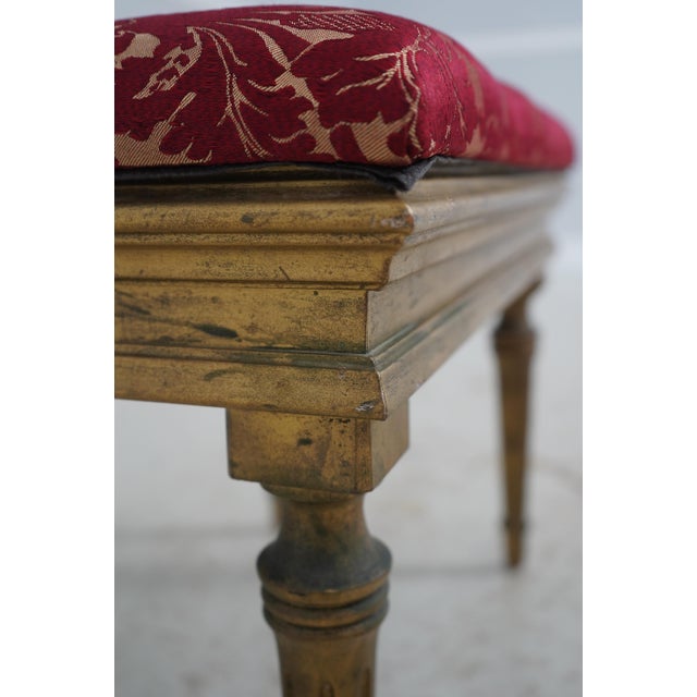 Pair of Red & Gold French Louis XVI Ottomans Footstools For Sale In Philadelphia - Image 6 of 9