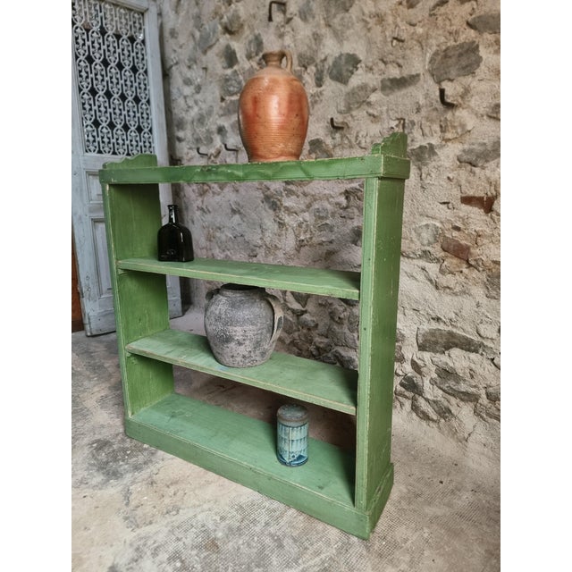 Vintage Pine Open Shelving Unit in Sage Green Paint, 1900 For Sale - Image 17 of 18