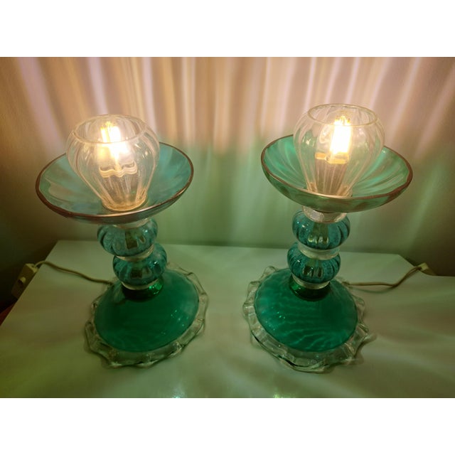 Hollywood Regency Murano Glass Table Lamps from Manifattura Di Murano, 1970s, Set of 2 For Sale - Image 3 of 6