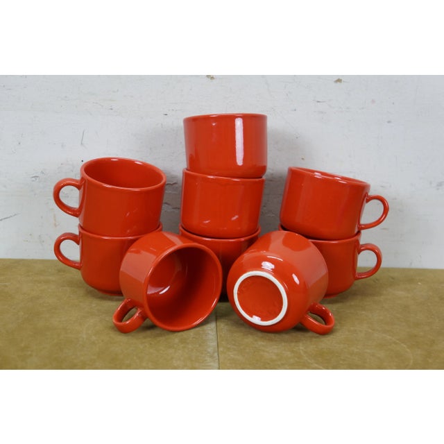 Ceramic Late 20th Century 43 Pc Isg Italy Red Ceramic Porcelain Plates Bowls Mugs Dinnerware Set For Sale - Image 7 of 9