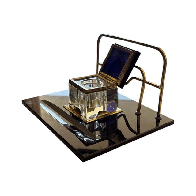 Art Deco Art Deco Inkwell With Letter Rack - Two Piece Set For Sale - Image 3 of 11