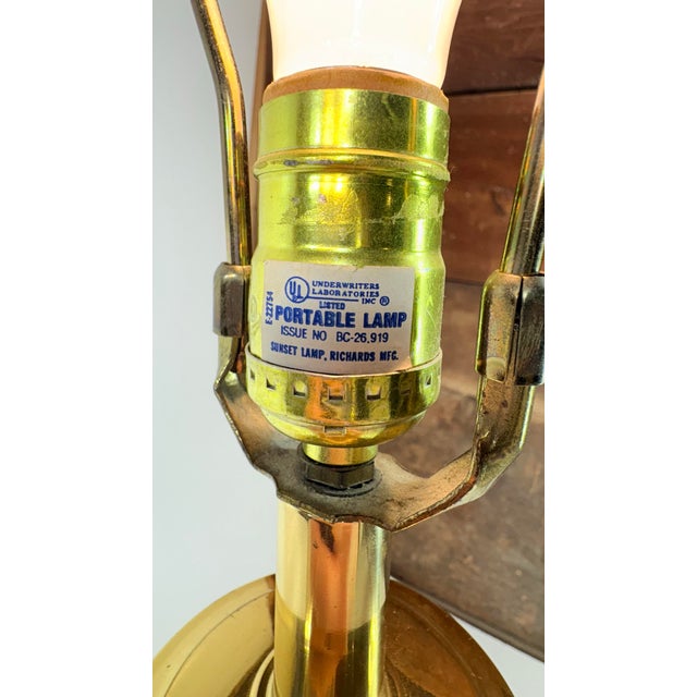 Sunset Lamps 1990's Postmodern Beige Reticulated Ceramic Lamps Brass Sunset Lamp Co. Richards Mfg. - a Pair For Sale - Image 4 of 12