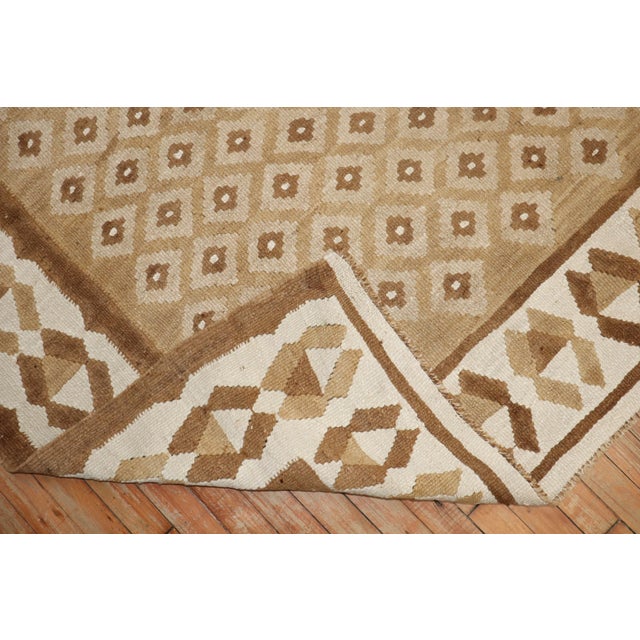 Brown Vintage Zabihi Collection Geometric Brown White Turkish Kilim - 6'8" x 8'11" For Sale - Image 8 of 11