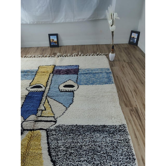 Cubist Abstract Multicolor Handwoven Wool Moroccan Rug For Sale - Image 4 of 12