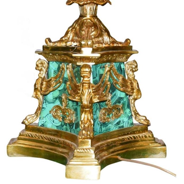 Gilt Empire Faux Malachite Candleholders, Set of 2 For Sale - Image 4 of 9