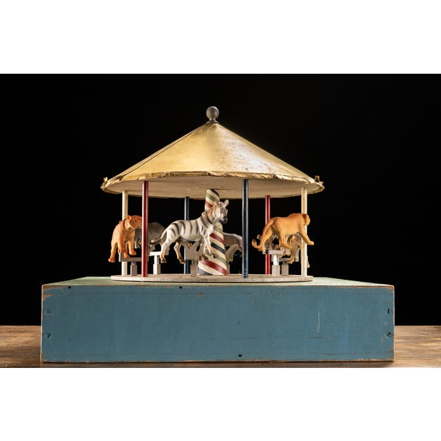 Early 20th Century Hand-Crank Mechanical Carousel Toy For Sale - Image 4 of 9