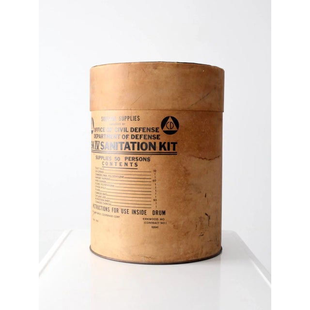 Brown Circa 1962 Cold War Survival Kit Barrel Box For Sale - Image 8 of 9