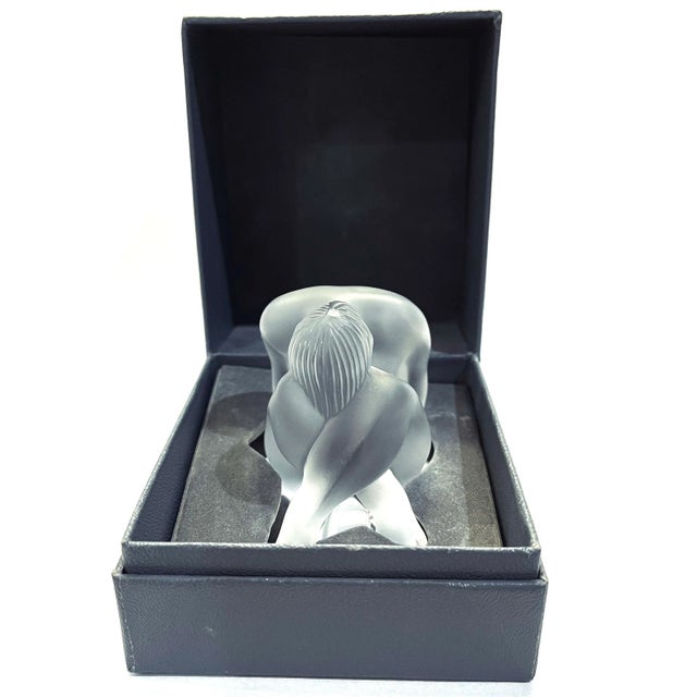 1990s Lalique Nu Assis - Yoga Pose Figure - Original Box For Sale - Image 11 of 12