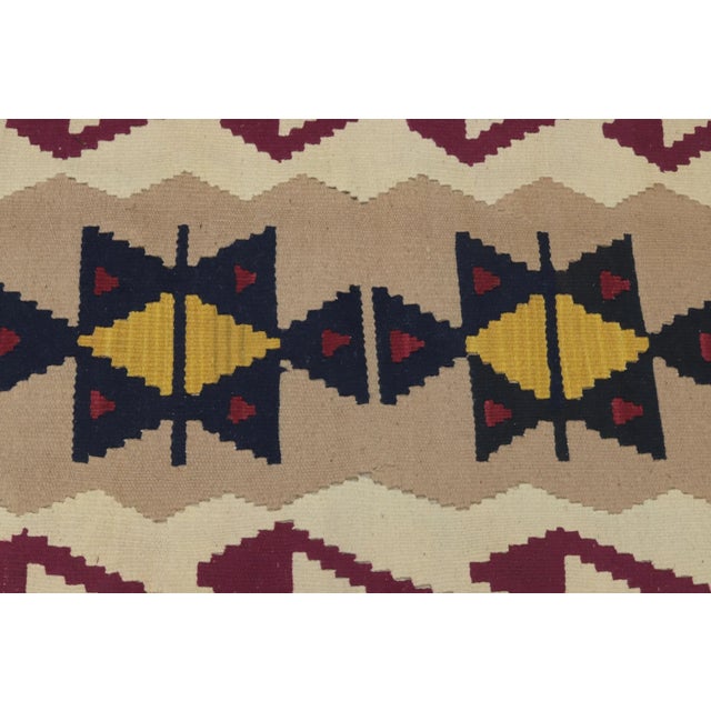 Textile 1970s Southwestern Geometric Style Natural Turkish Oushak Kilim Rug For Sale - Image 7 of 13