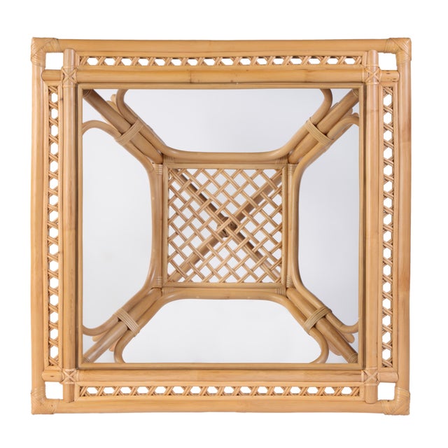 Wood Antigua 34.25 in. W Square Rattan Glass Top Dining Table, Natural Rattan For Sale - Image 7 of 8