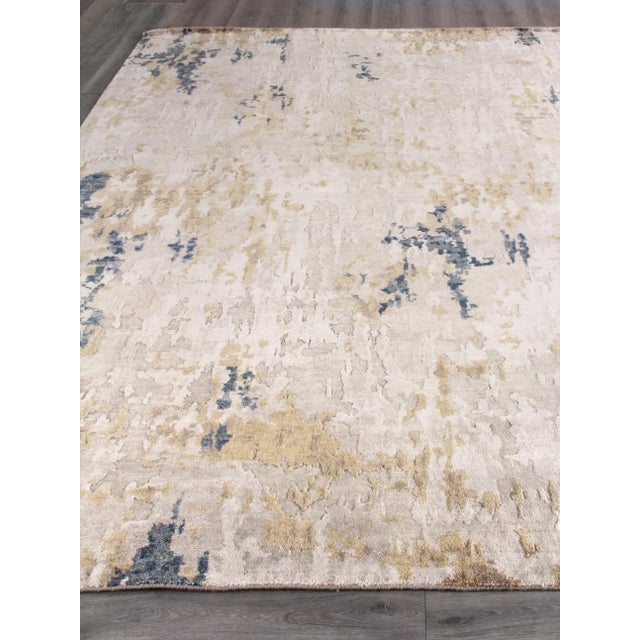 Abstract Exquisite Rugs Laureno Hand-Knotted Bamboo Silk & Cotton Beige/Gold Rug-8'X10' For Sale - Image 3 of 7