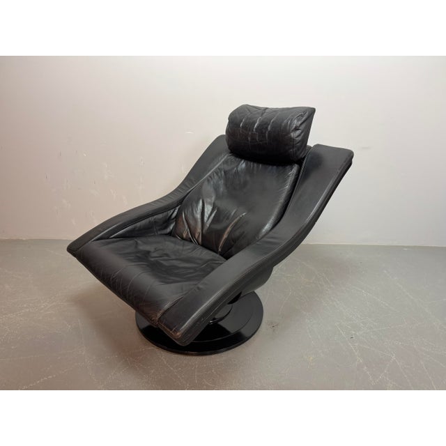 Set of Mid-Century Scandinavian Modern Move Lounge Chair and Ottoman in Black Leather by Takashi Okamura and Erik Marquardsen for Nelo, Sweden, 1960s For Sale - Image 14 of 14
