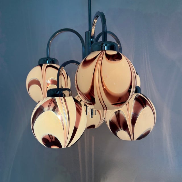 Italian Purple and White Murano Glass Swirl Chandelier, 1970s For Sale - Image 16 of 18