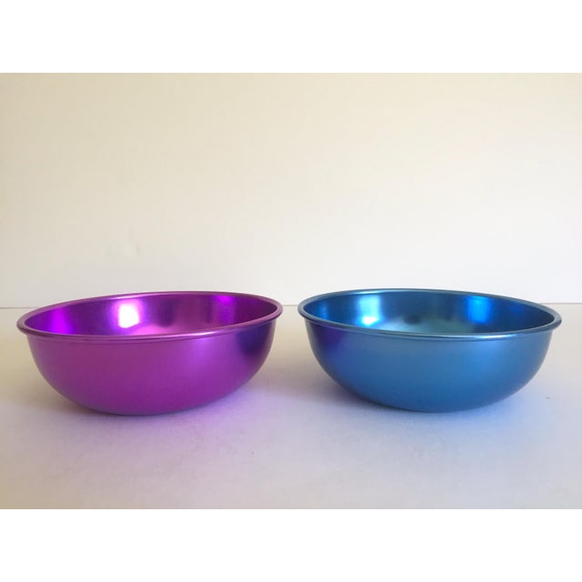 Vintage Mid Century Modern Anodized Spun Aluminum Multicolor Snack