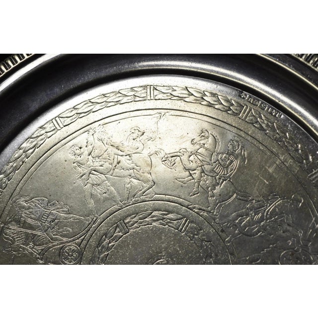 Early 20th Century Antique Roberts & Belk Greek Classical Silver Plated 8" Footed Salver Tray Dish For Sale - Image 5 of 15