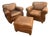 Mitchell Gold for Restoration Hardware Leather Club Chair Pair With Ottoman For Sale