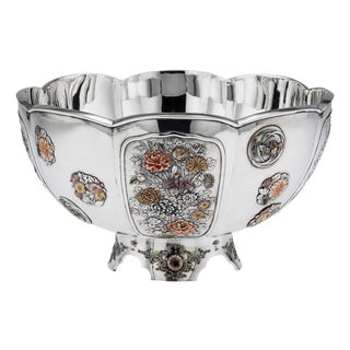 Antique Japanese Meiji Silver and Enamel Bowl, 1900s For Sale